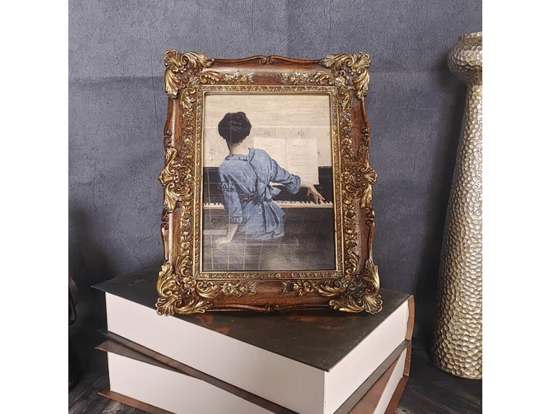  Cadre photo baroque 19 x 24 cm rétro en bronze  - Conforama D