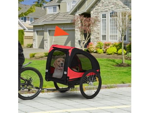 Remorque vélo enfant 140 x 71 x 83 cm – rouge – pliable, fenêtres filetées, roues à démontage rapide