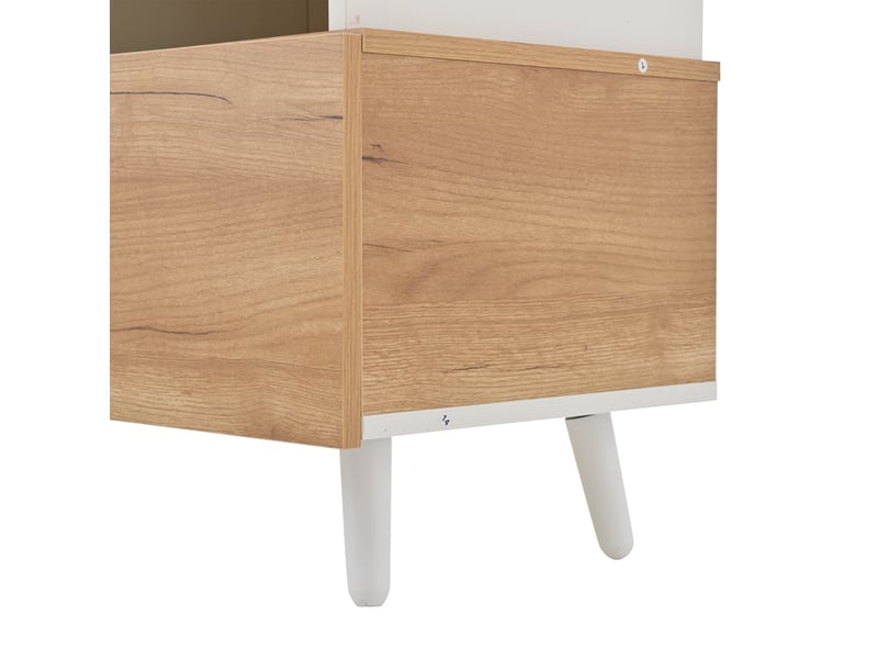  Meuble tv 180x38x50 cm blanc brillant, 7 compartiments, porte et tiroir, pour écran jusqu'à 75 pouces  - Conforama D
