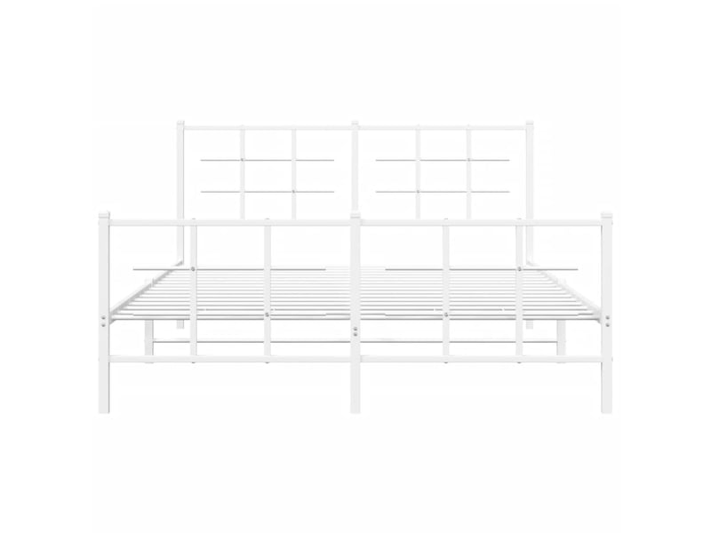  Lit double- lit adulte -  cadre de lit métal sans matelas et pied de lit blanc 150x200 cm  - Conforama D