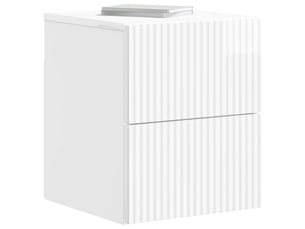 Table de chevet - cabinet de chevet - table de nuit mural blanc brillant 33 x 34,5 x 40 cm