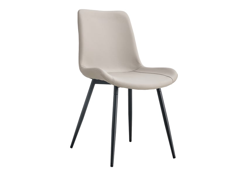  Lot de 4 chaises de salle à manger en similicuir gris et pieds en métal W3658P363211 - Conforama A