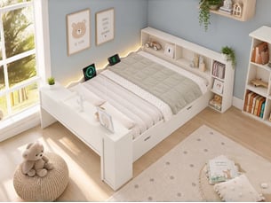 Lit 2 places 140x190 cm LEYTN   coloris blanc