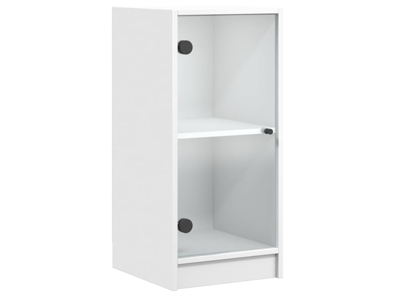  Buffet - armoire latérale avec portes en verre blanc 35x37x75,5 cm  - Conforama A