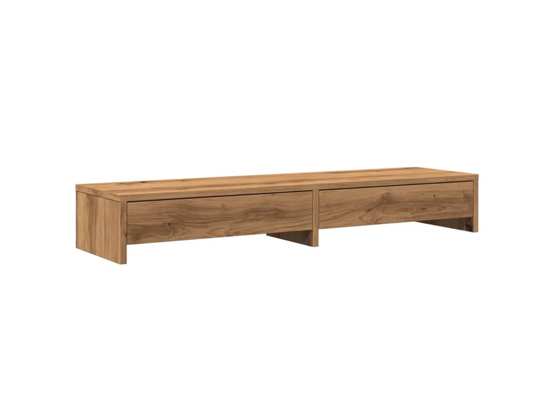  Support de moniteur table meuble bureau et tiroirs artisanal bois ingénierie marron 02_0044962  - Conforama A