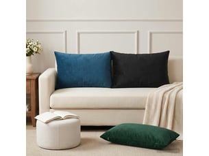 Lot de 2 coussins avec oreiller, coussins décoratifs heerlen vert foncé velours cf50660