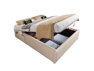 Lit coffre 160x200 cm <strong></strong>  <strong></strong> coloris beige