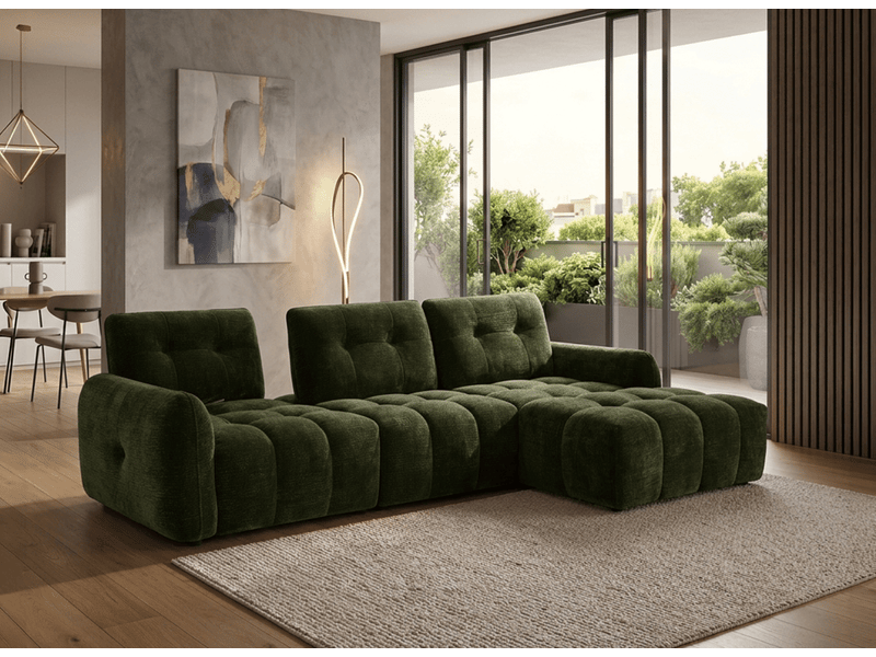  Canapé d'angle en velours tissé vert olive avec dossier réglable adonis - angle droit KF8618-2M-VEROL - Conforama C