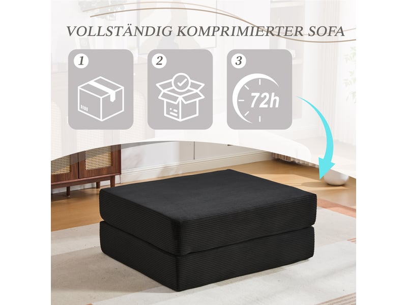  Tabouret de compression en velours côtelé doux et doux pour la peau. Avec 2 blocs de mousse haute densité pour un grand confort. Peut être déplié en HFSN-1281BK - Conforama E