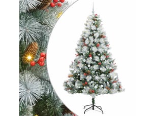 Sapin de noël, arbre de noël artificiel avec bandes led vert et blanc 240 cm cf61262