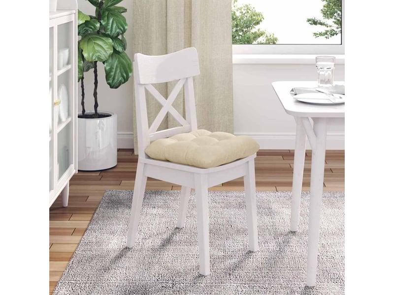 Lot de 4 coussins de siège, coussins décoratifs tissu crème 40 x 40 x 12 cm cf59963 - Conforama D