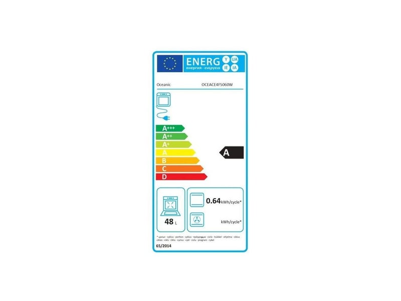 Cuisiniere electrique 4 plaques 48 l 6800 w blanc 6 niveaux de puissance four OCEACE4F5060W - Conforama D