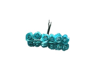 Lot de 12 roses artificielles pour décoration à faire soi-même, pour la maison, un anniversaire, un mariage ou une fête.bleu ciel