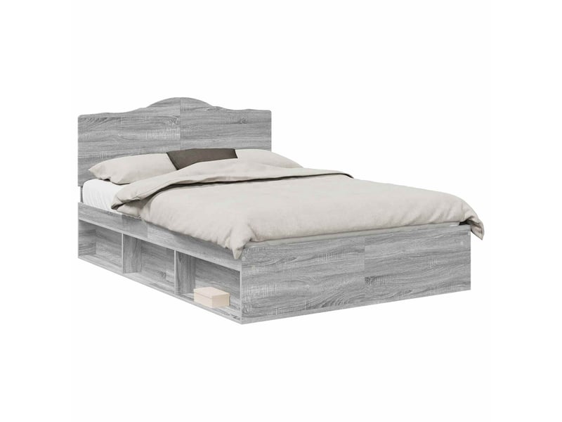  Lit double- lit adulte -  cadre de lit gris sonoma 150 x 200 cm pin massif  - Conforama A
