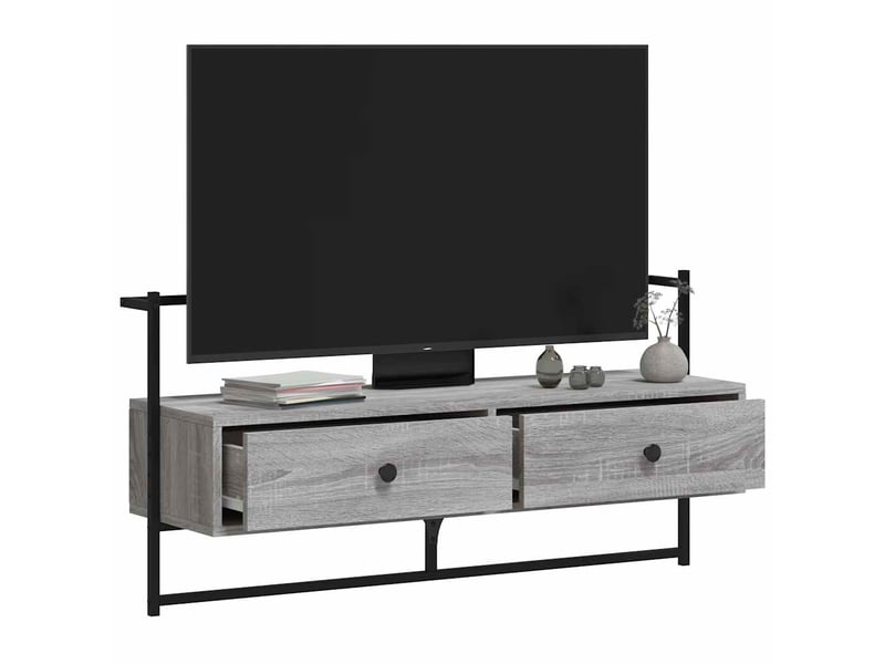 Meuble tv - banc tv - meuble de rangement mural sonoma gris 100,5x30x51 cm bois d'ingénierie  - Conforama C