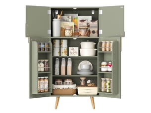 Buffet de cuisine 4 portes vert en mdf avec étagères réglables, rangement pratique pour votre intérieur