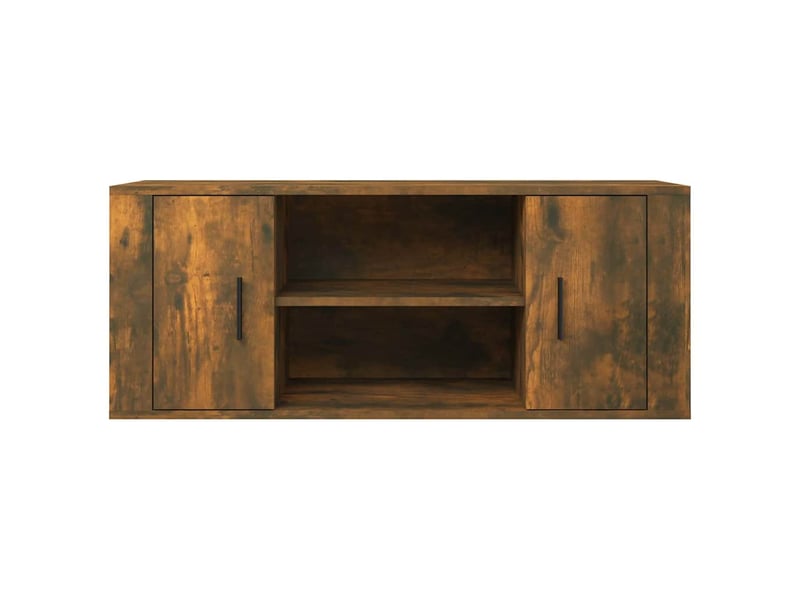  Meuble tv - banc tv - meuble de rangement chêne fumé 100x35x40 cm bois d'ingénierie  - Conforama E