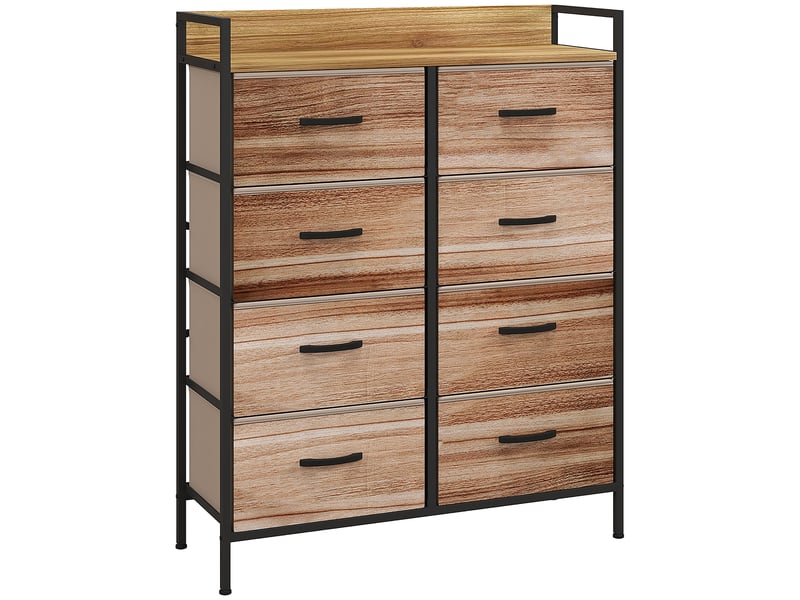  Meuble de rangement commode 8 tiroirs en tissu amovibles, étagère supérieure et cadre acier 79l x 29l x 101h cm  - Conforama B