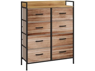 Meuble de rangement commode 8 tiroirs en tissu amovibles, étagère supérieure et cadre acier 79l x 29l x 101h cm