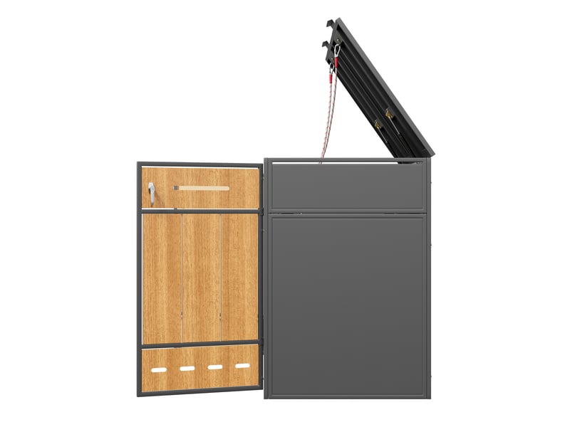  Cache-poubelles 2 bacs 120-240 l, ventilé et verrouillable, avec 2 portes  - Conforama D