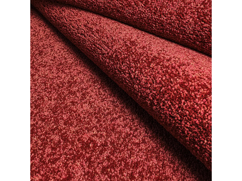 Tapis moderne frisée rouge intense rond milano ros101  - Conforama C