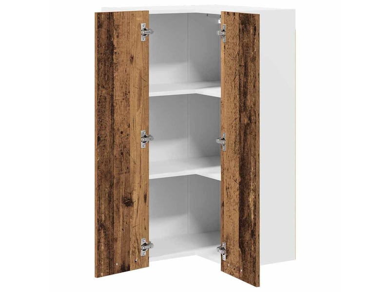Meuble de rangement cuisine, armoire suspendue bois ancien et blanc 57x57x100cm - Conforama E
