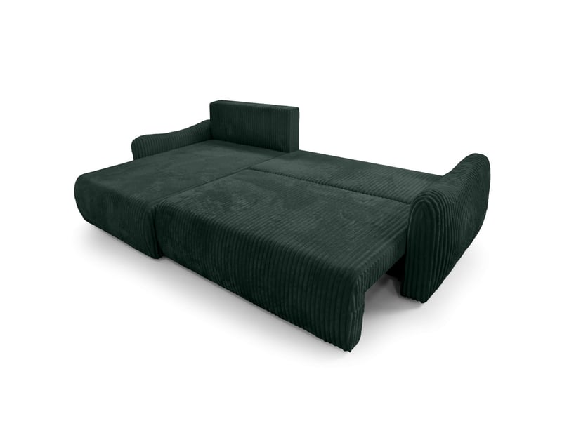Apoline - canapé d'angle réversible convertible 4 places avec coffre en velours côtelé épais - Conforama D