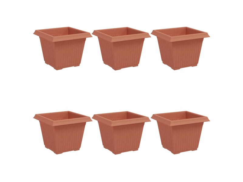  Jardinière - pot de fleurs carré 6 pcs rouge brique 33 x 33 x 26 cm plastique  - Conforama A