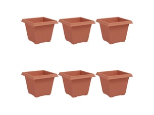 Jardinière - pot de fleurs carré 6 pcs rouge brique 33 x 33 x 26 cm plastique