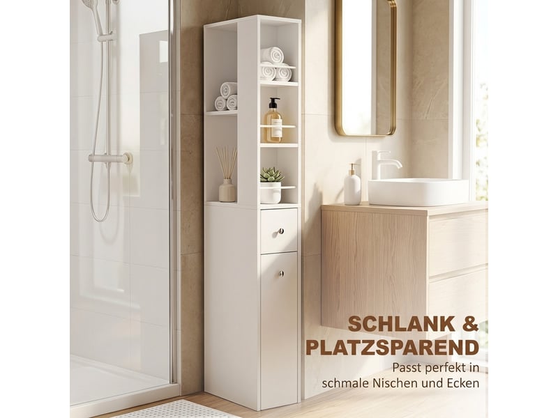  Colonne de salle de bain 2 tiroirs mdf blanc 18 x 40 x 135 cm  - Conforama D