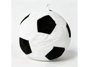 Pouf ballon de football 100x80 cm confort lounge salon, mousse de rembourrage, flanelle,coloris blanc+noir