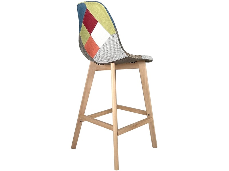  Lot de 2 chaises de bar scandinaves slick 67 cm en tissu patchwork floral avec pieds en bois 165-SLICK - Conforama D