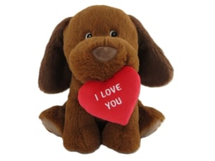 Peluche chien avec coeur - 35 cm