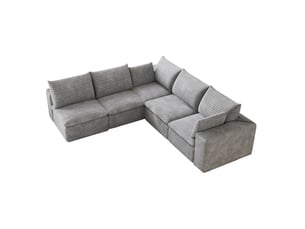 Canapé d'angle modulaire tcqpz 5 places 260 x 250 cm velours côtelé coussins amovibles sans montage gris foncé