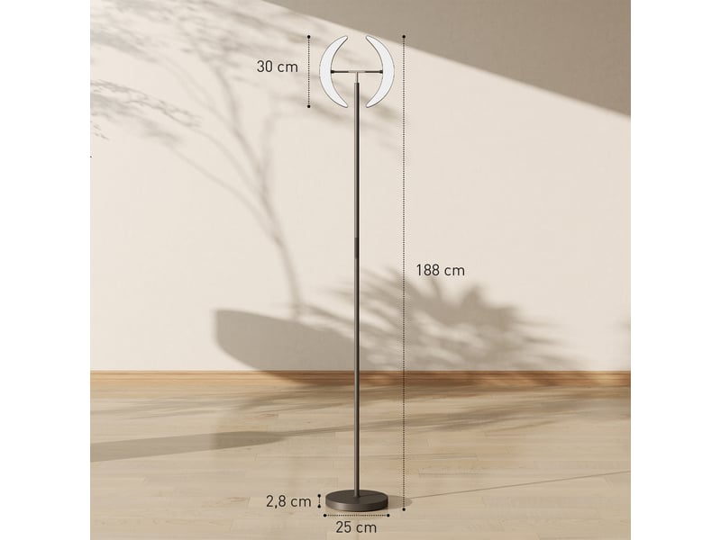  Lampadaire led rgb dimmable orientable à deux têtes noir ø30x188 cm  - Conforama C