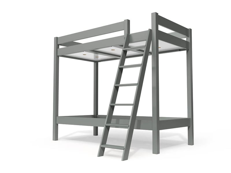  Lit superposé 2 places 80x190 échelle inclinée bois abc, gris SUPABCIN80-G - Conforama A