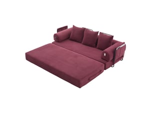 Canapé modulable modenvie 3 places velours côtelé rouge vin 200 x 94 x 67 cm