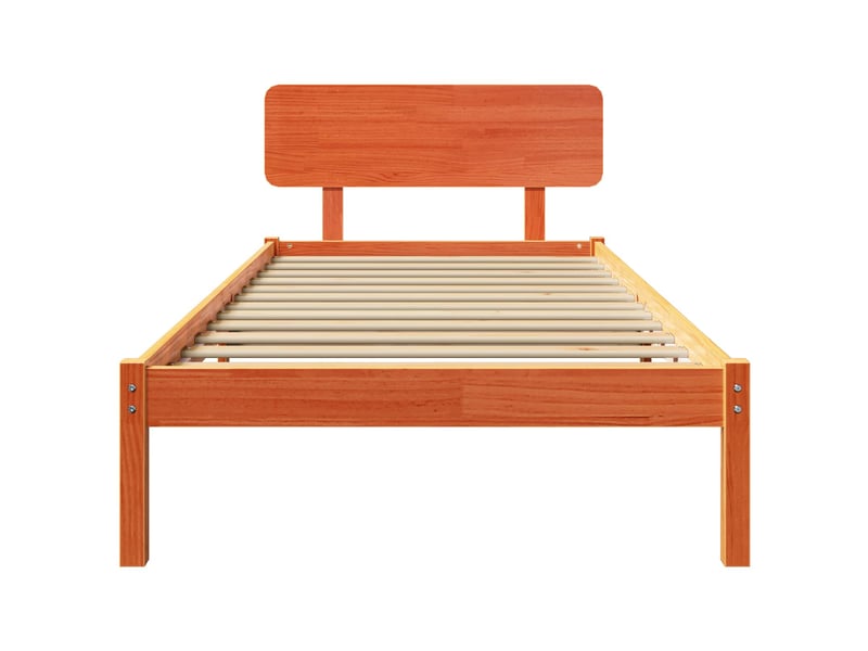  Lit simple- lit adulte -  cadre de lit avec tête de lit brun  100 x 200 cm pin massif  - Conforama C