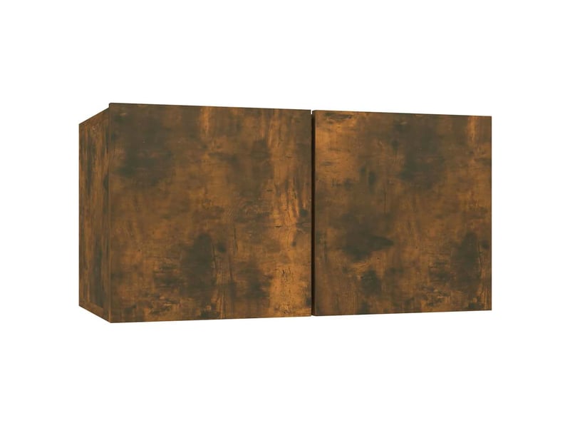  Lot de 4 meuble tv mural, meuble tv suspendu chêne fumé 60x30x30cm bois d'ingénierie  - Conforama E