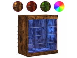 Buffet - bahut - meuble de rangement avec lumières led chêne fumé 60,5x37x67 cm
