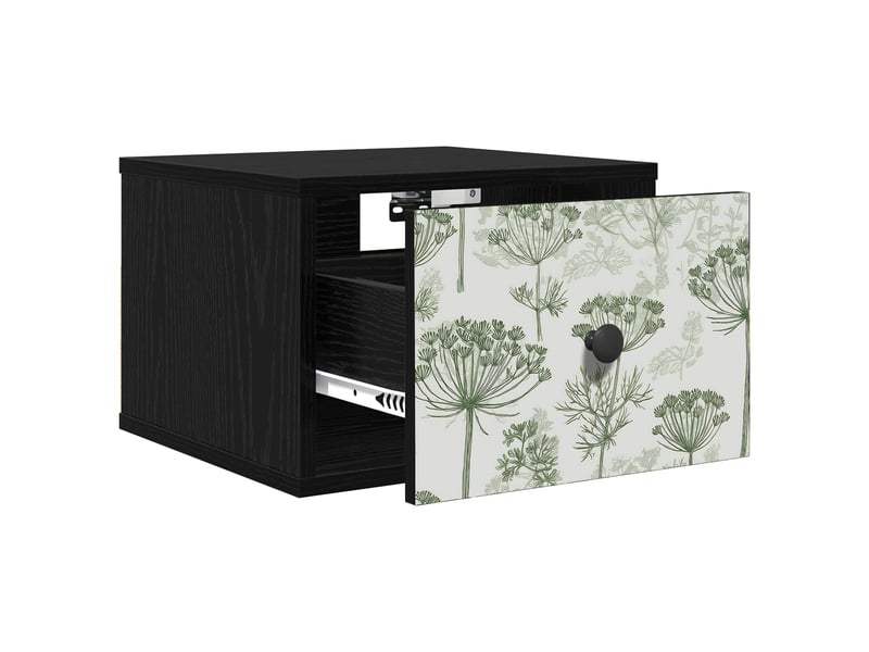  Table de chevet - cabinet de chevet - table de nuit mural gotha chêne noir 36 x 33 x 25 cm  - Conforama B