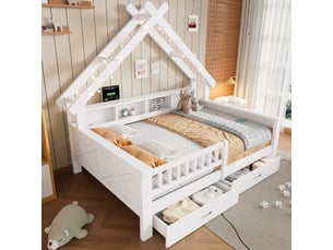 Lit cabane 140x200 cm <strong></strong>  <strong></strong> coloris blanc