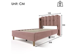 Lit simple 90x200 cm <strong>RAYOFI</strong>  <strong></strong> coloris rose