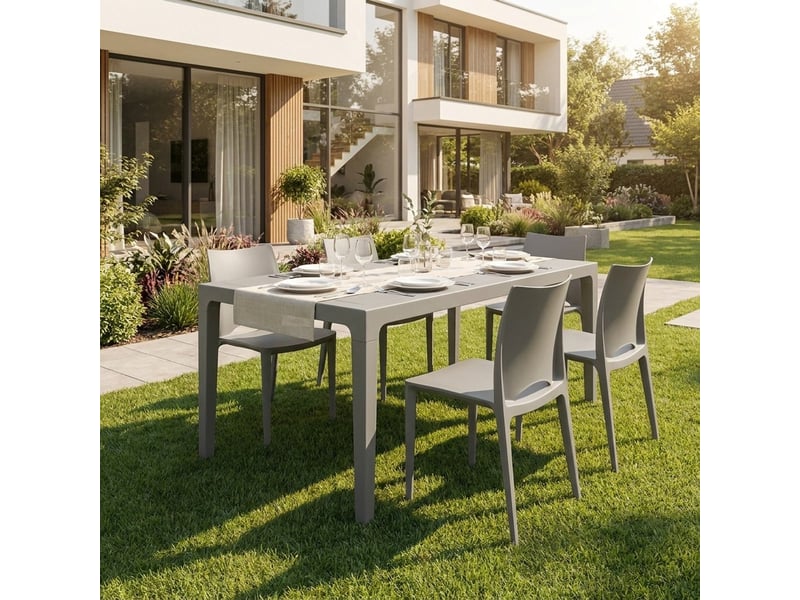  Lot de 4 chaises empilables en polypropylène lione - gris  - Conforama B