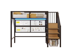 Lit mezzanine 90x200 cm <strong></strong>  <strong></strong> coloris noir