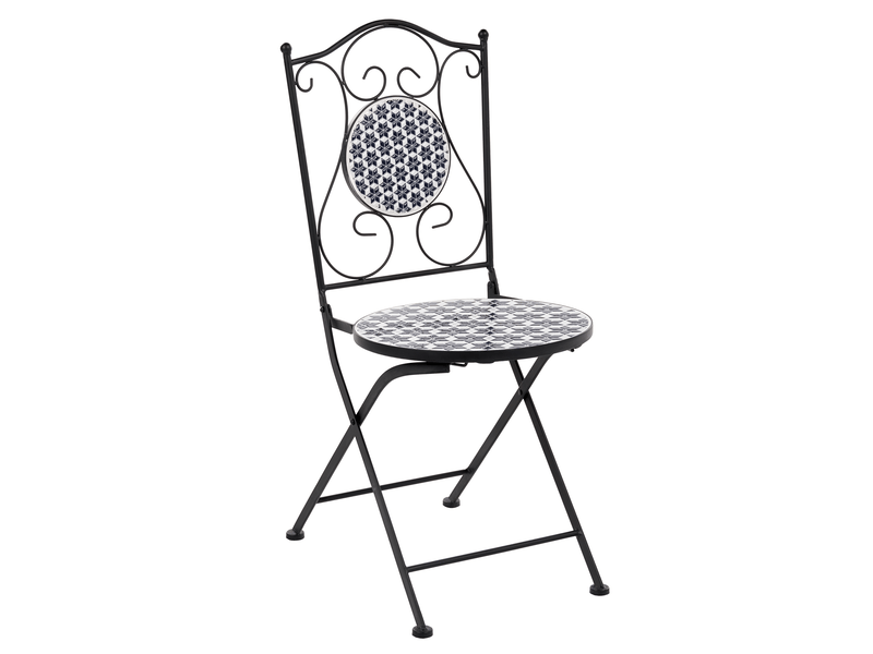  Lot de 2 chaises de jardin sirolo pliant métal blancbleu  - Conforama D