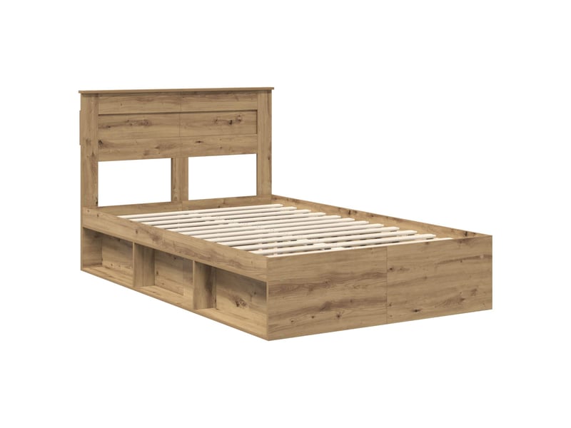  Lit double- lit adulte -  cadre de lit chêne artisan 120 x 190 cm bois de pin massif  - Conforama C