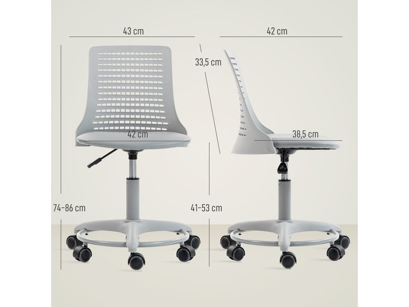  Fauteuil de bureau sans accoudoirs pivotant dossier ajouré hauteur réglable gris  - Conforama C