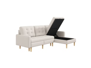 Canapé d'angle réversible convertible <strong>KORFEE</strong> <strong></strong> 3 places Tissu beige avec coffre de rangement
