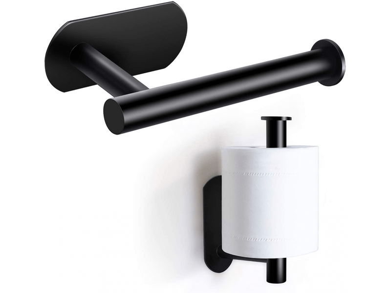  Porte rouleau de papier toilette mural - support premium sans perçage en acier inoxydable noir pour cuisine et salle de bain  - Conforama A
